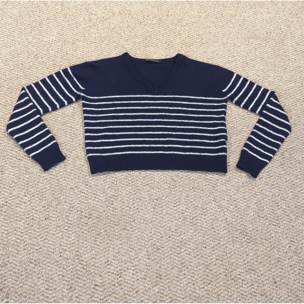 Brandy Melville Sweater Womens One Size Blue White Stripe Wool Cashmere Blend